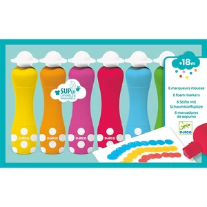 Marok filc 6 színben - Pontozó festés - 6 foam markers - Djeco
