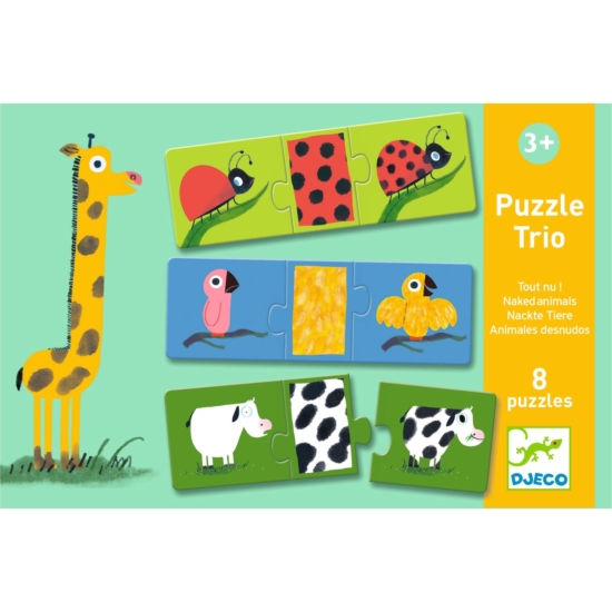 Párosító puzzle - Állati mintázatok - Trio Naked animals - Djeco