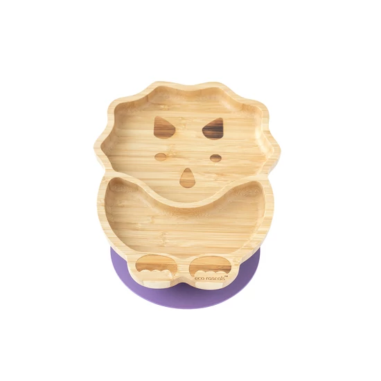 Dínós bambusz tányér - Lila (purple) Eco Rascals