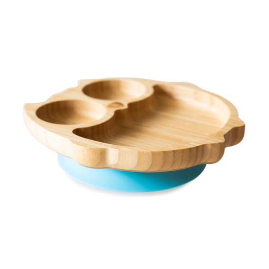 Bagoly bambusz tányér - Kék Eco Rascals