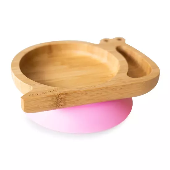 Csiga bambusz tányér - Rózsaszín Eco Rascals